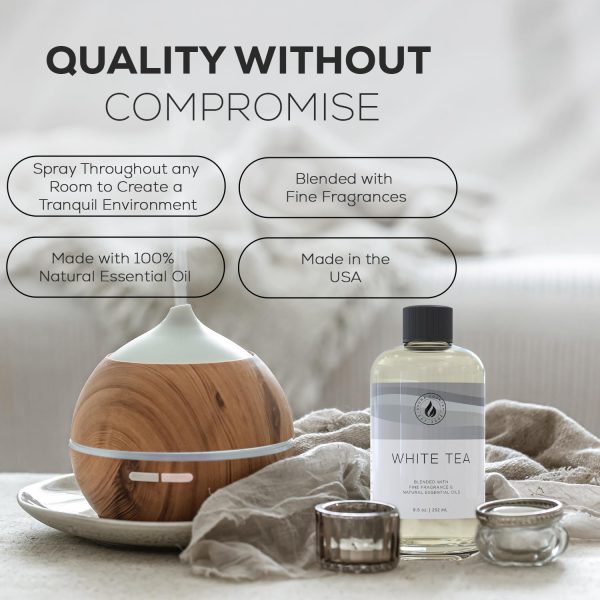 AROMA COUNTRY White Tea Luxury Essential Oils for Diffuser Oil Refill & Air Freshener Room Spray (8.5 Fl. oz.) for Reed Diffusers, Electric Diffuser Oil Machines, and Oil Warmers - Image 4