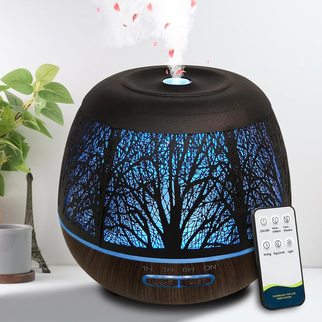 Diffusers for Essential Oils Large Room 400ml,Essential Oil Diffuser for Home with R/C,Cool Mist Humidifiers for Bedroom,7 Colors Changed & 3 Mist Mode Waterless Auto Off for Office Meditation Decor
