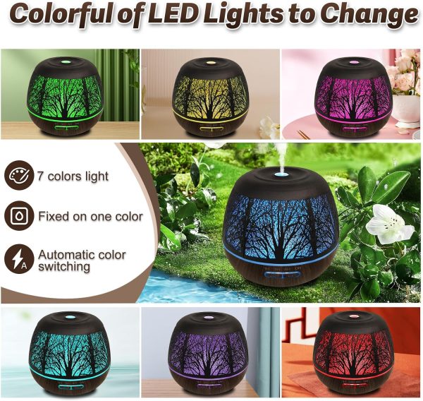 Diffusers for Essential Oils Large Room 400ml,Essential Oil Diffuser for Home with R/C,Cool Mist Humidifiers for Bedroom,7 Colors Changed & 3 Mist Mode Waterless Auto Off for Office Meditation Decor - Image 2