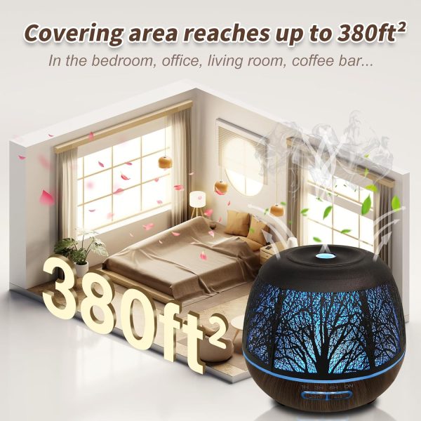 Diffusers for Essential Oils Large Room 400ml,Essential Oil Diffuser for Home with R/C,Cool Mist Humidifiers for Bedroom,7 Colors Changed & 3 Mist Mode Waterless Auto Off for Office Meditation Decor - Image 3