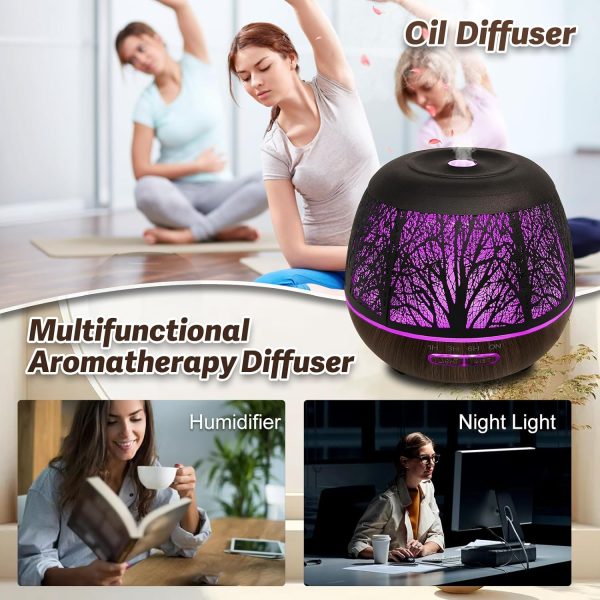 Diffusers for Essential Oils Large Room 400ml,Essential Oil Diffuser for Home with R/C,Cool Mist Humidifiers for Bedroom,7 Colors Changed & 3 Mist Mode Waterless Auto Off for Office Meditation Decor - Image 4