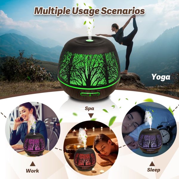 Diffusers for Essential Oils Large Room 400ml,Essential Oil Diffuser for Home with R/C,Cool Mist Humidifiers for Bedroom,7 Colors Changed & 3 Mist Mode Waterless Auto Off for Office Meditation Decor - Image 6