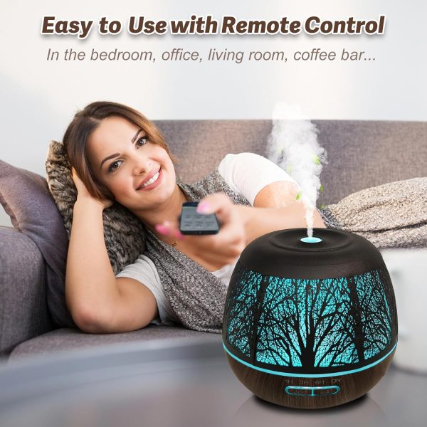 Diffusers for Essential Oils Large Room 400ml,Essential Oil Diffuser for Home with R/C,Cool Mist Humidifiers for Bedroom,7 Colors Changed & 3 Mist Mode Waterless Auto Off for Office Meditation Decor - Image 7