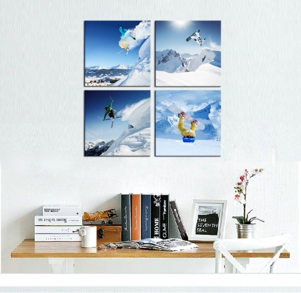 LevvArts Ski Sport Canvas Wall Art,Snow Mountain Landscape Picture Photo Canvas Print Wall Decal,Framed and Easy Hanging,Modern Home Decoration Canvas Art - Image 2