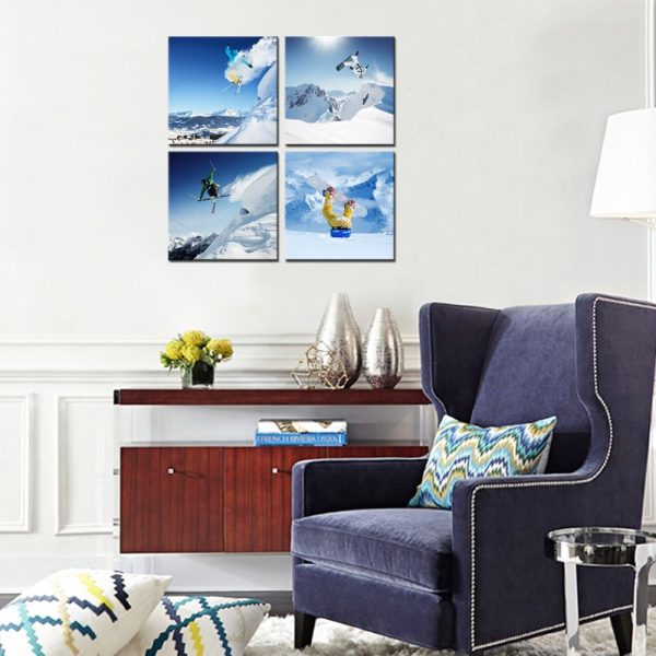 LevvArts Ski Sport Canvas Wall Art,Snow Mountain Landscape Picture Photo Canvas Print Wall Decal,Framed and Easy Hanging,Modern Home Decoration Canvas Art - Image 4