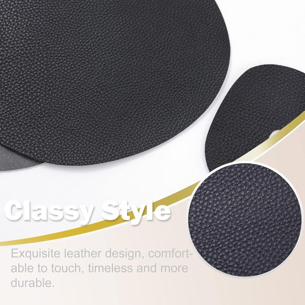 Modern Pebble Shape placemats - Brown Leather placemats and Coasters, Irregular Shape Design, 11 * 14.5 inch Round Table Runner, 4.6 * 5 inch Round Coasters (Black) - Image 4