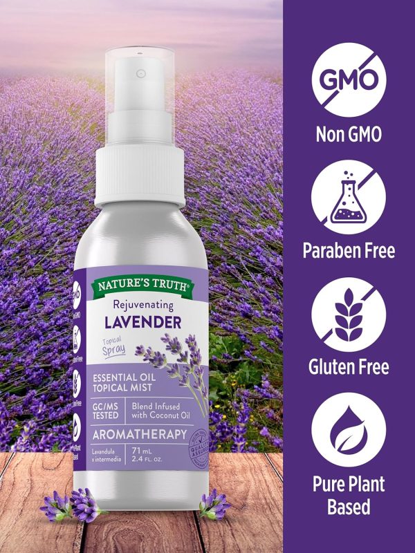Nature's Truth Lavender Essential Oil Spray | 2.4 fl oz | for Room Aroma Mist, Topical Use, & Yoga - Image 3