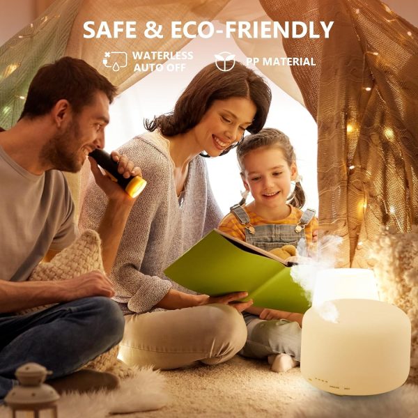 Oil Diffuser, 500ml Essential Oil Diffusers, Aromatherapy Diffuser with 2 Mist Mode 4 Timers＆7 Ambient Light Waterless Auto Off, Diffusers Large Room Home Office - Image 6