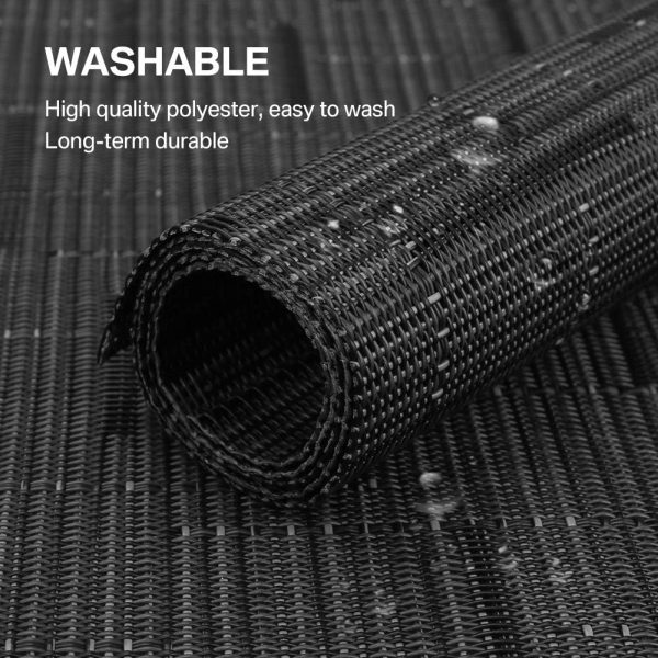 Placemats for Dining Table Set of 6 with Table Runner, Washable Heat Resistant Woven Vinyl Place Mat (12x18 inches, Black) - Image 3