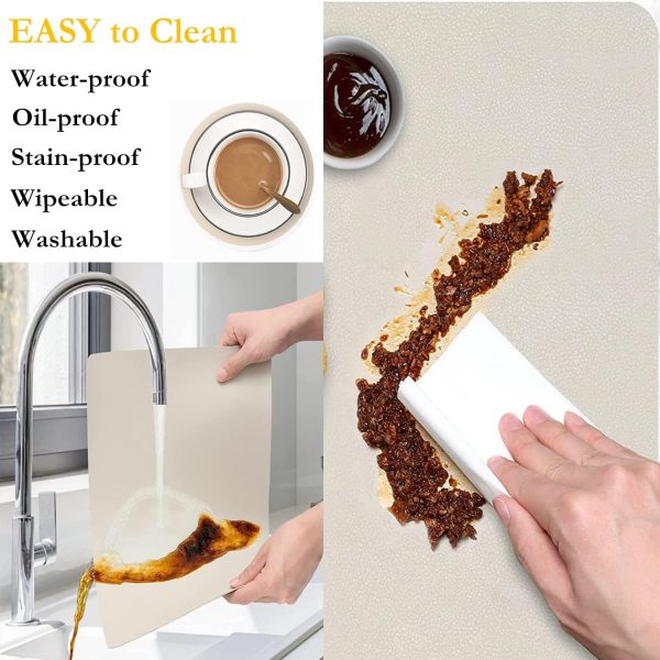 Placemats Set of 6, Faux Leather Place Mats with Coasters, Waterproof, Stain Resistant, Heat Resistant, Easy to Clean Table Mats for Dining Table and Decor (Set of 6, Rectangle Cream White) - Image 4