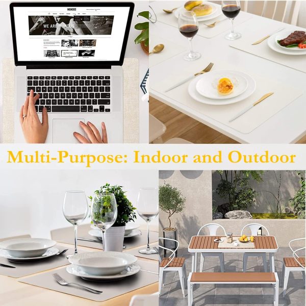 Placemats Set of 6, Faux Leather Place Mats with Coasters, Waterproof, Stain Resistant, Heat Resistant, Easy to Clean Table Mats for Dining Table and Decor (Set of 6, Rectangle Cream White) - Image 5